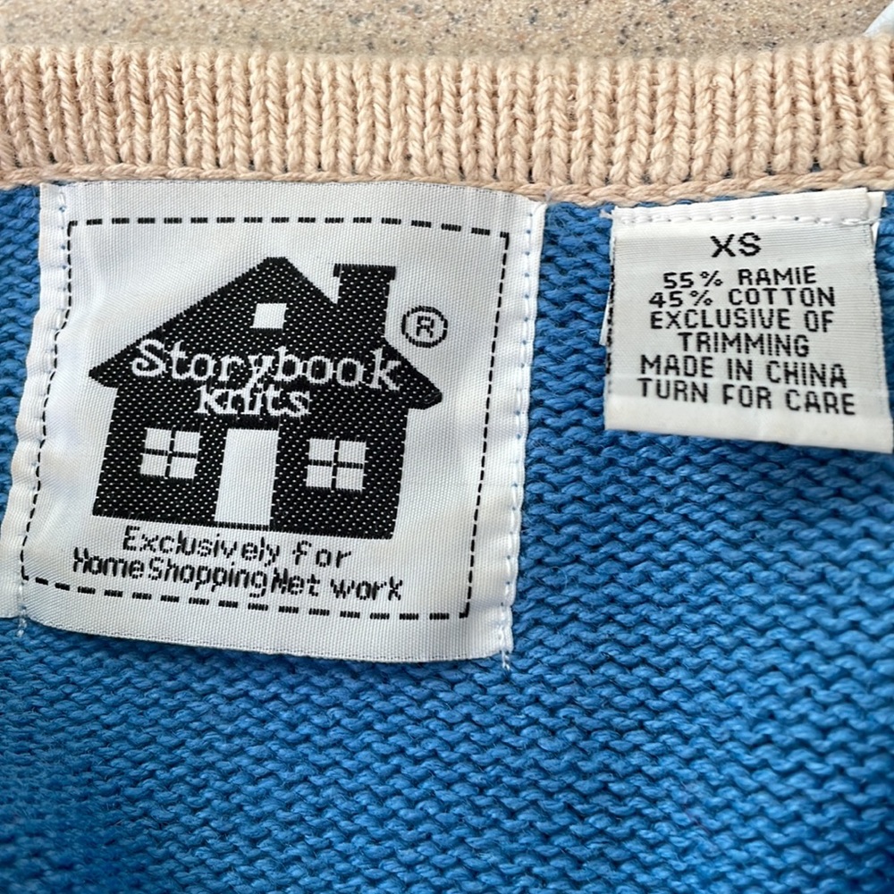 Storybook Knit Cardigan XS patriotic red white blue patchwork - Picture 6 of 7